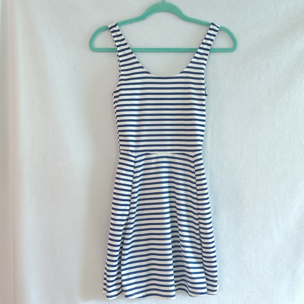 Divided Blue & White Stripe Flirty Summer Dress Size 4